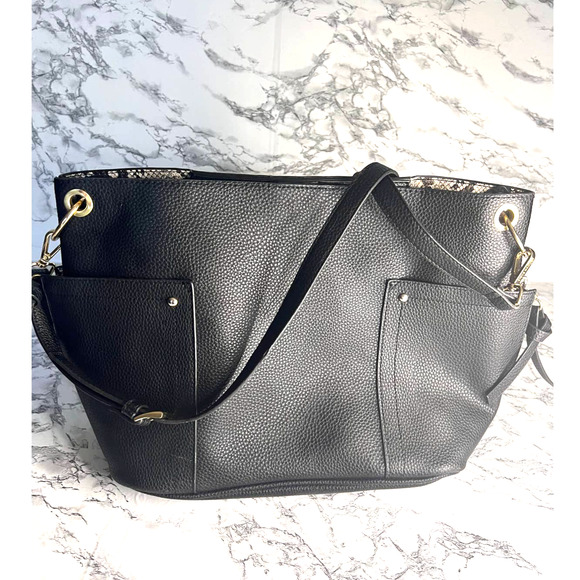 Steve Madden Black Pebbled Leather Shoulder Handbag - Picture 2 of 6